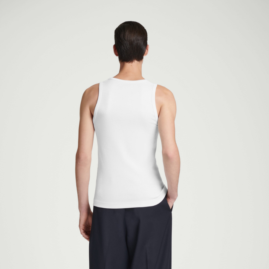 COS Slim Ribbed Cotton Sleeveless Top – White