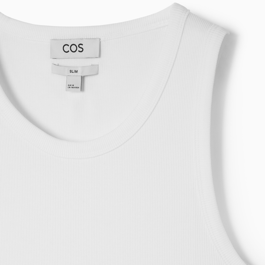 COS Slim Ribbed Cotton Sleeveless Top – White