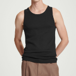 COS Slim Ribbed Cotton Sleeveless Top – Black