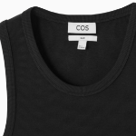 COS Slim Ribbed Cotton Sleeveless Top – Black