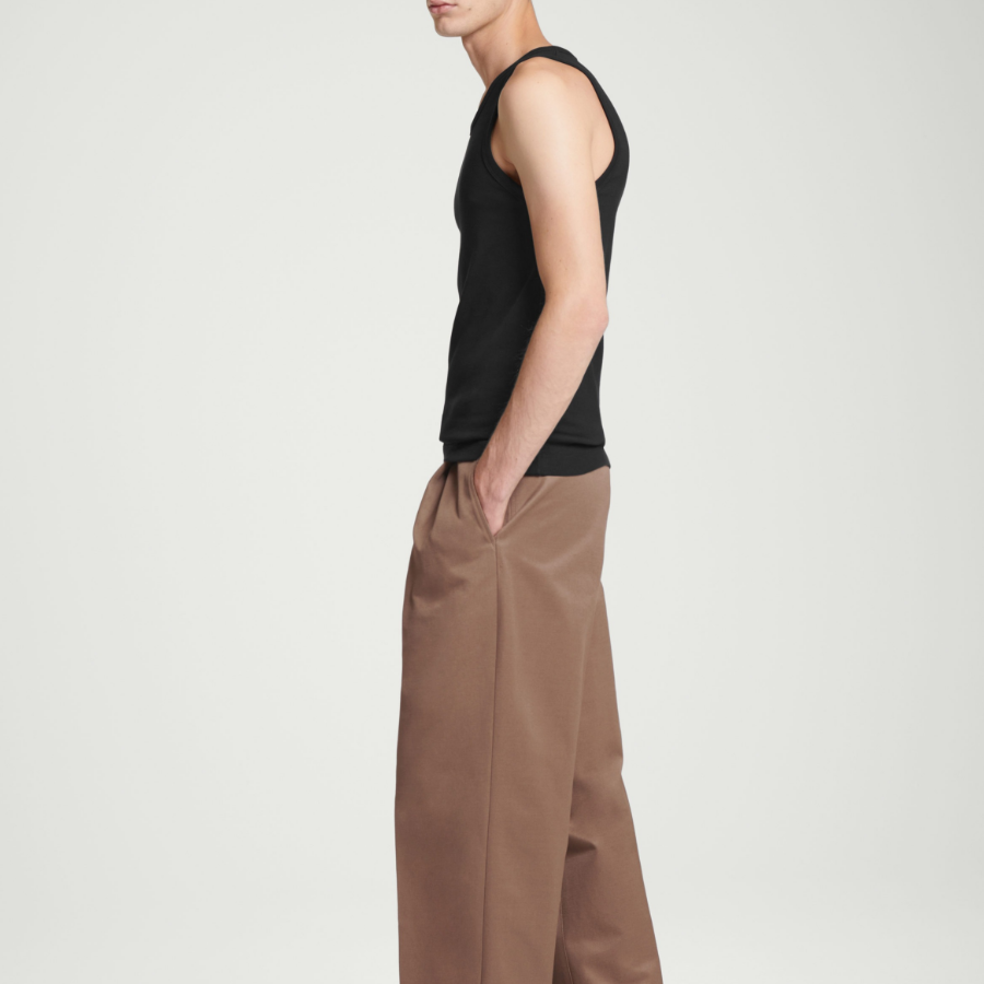 COS Slim Ribbed Cotton Sleeveless Top – Black