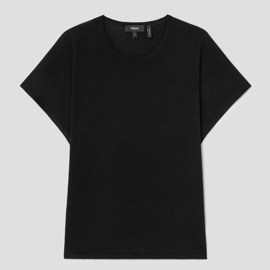 Theory Women Regal Wool Bat Wing Top - Black