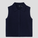 Theory Women Rounded Cotton Zip Up Vest - Navy