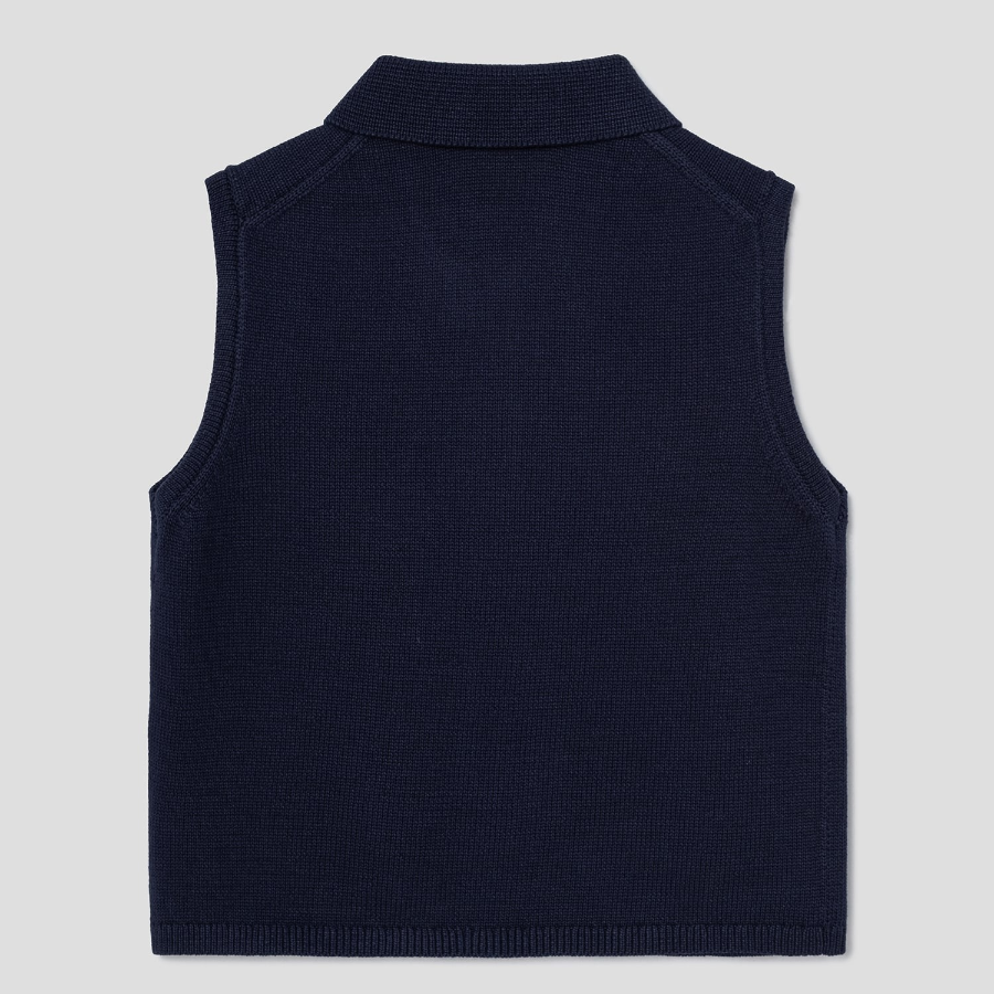 Theory Women Rounded Cotton Zip Up Vest - Navy