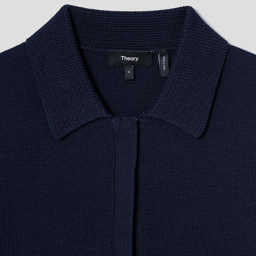 Theory Women Rounded Cotton Zip Up Vest - Navy