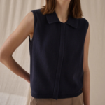 Theory Women Rounded Cotton Zip Up Vest - Navy