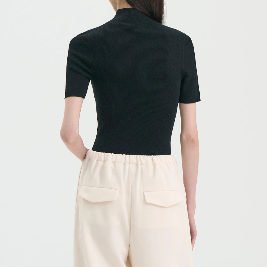 Theory Women Regal Merino Leenda Mockneck Pullover - Black