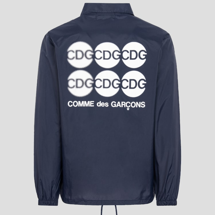 CDGCDGCDG (Unisex) Circle Logo Printed Coach Jacket — Navy