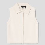 Theory Women Rounded Cotton Zip Up Vest - Natural