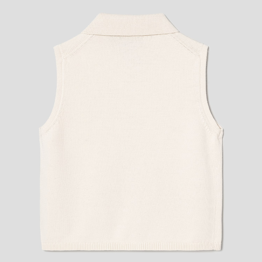 Theory Women Rounded Cotton Zip Up Vest - Natural