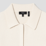 Theory Women Rounded Cotton Zip Up Vest - Natural