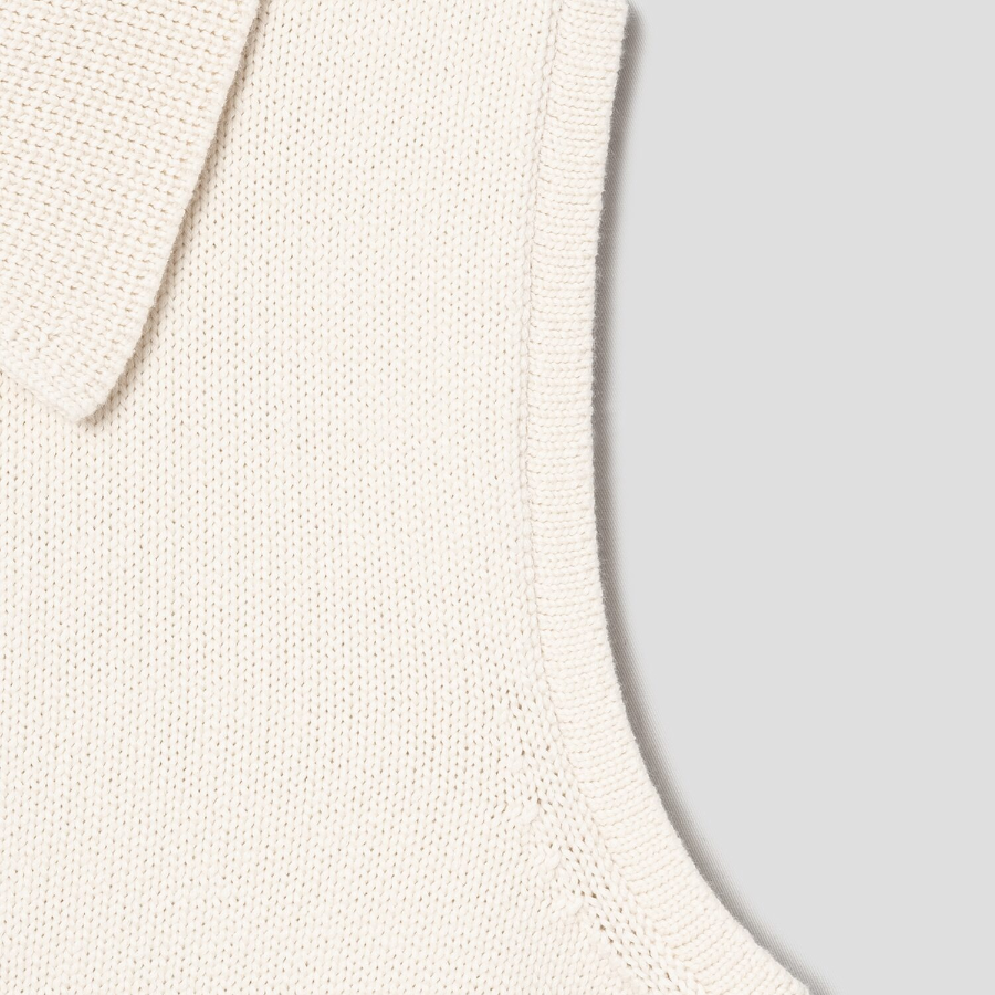 Theory Women Rounded Cotton Zip Up Vest - Natural