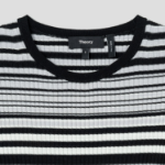 Theory Women Regal Wool Rib Stripe Tee - Black Multi