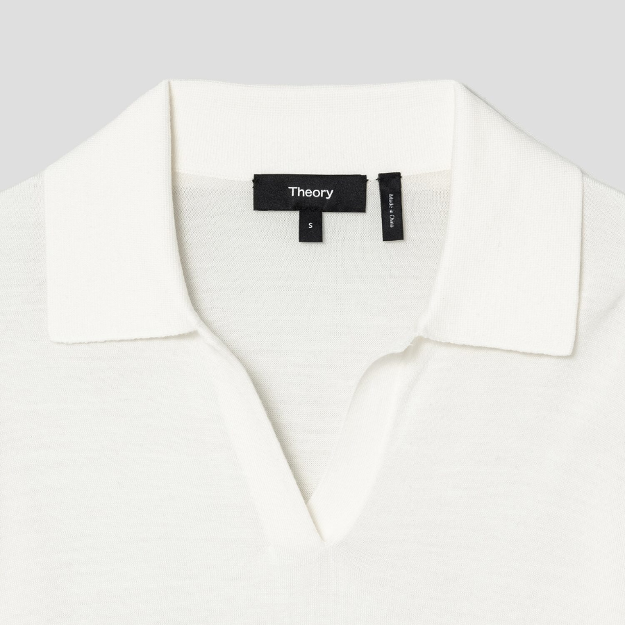 Theory Women Regal Wool Boy Polo - New Ivory