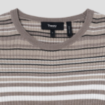 Theory Women Regal Wool Rib Stripe Tee - Light Cinder Multi