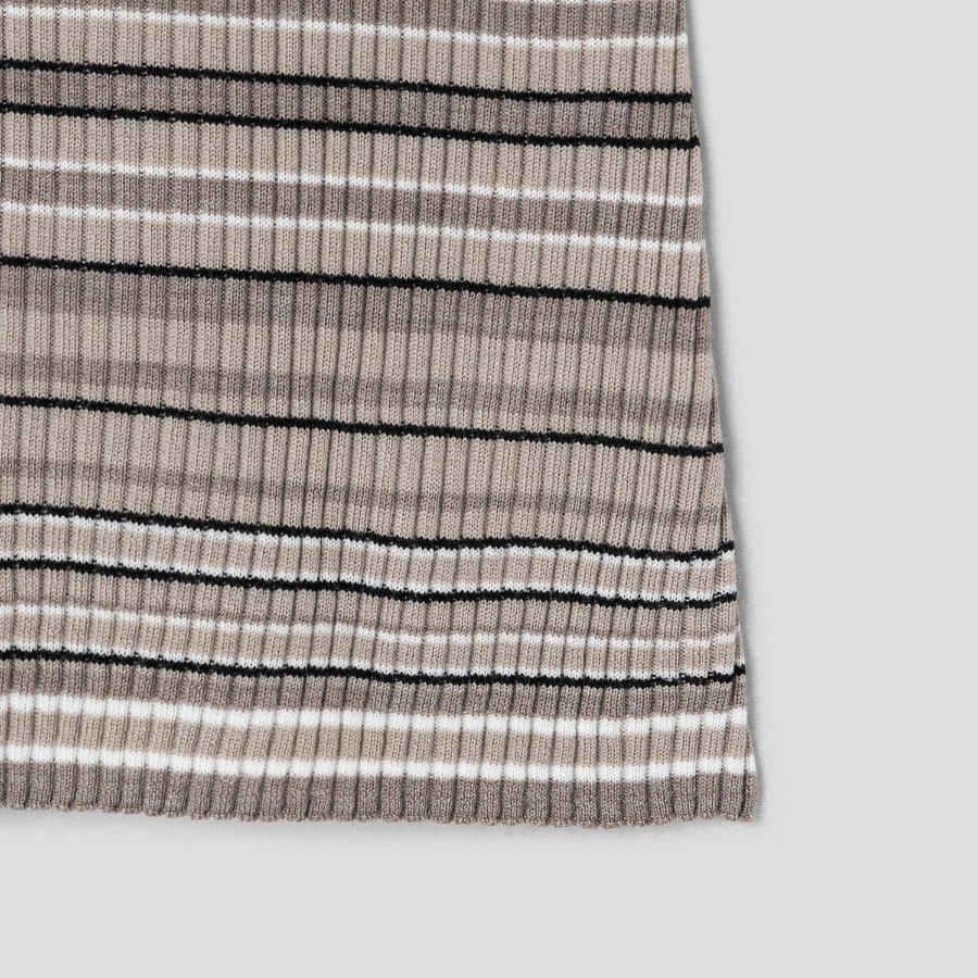 Theory Women Regal Wool Rib Stripe Tee - Light Cinder Multi