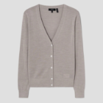 Theory Women Regal Wool Vneck Cardigan - Pale Sand