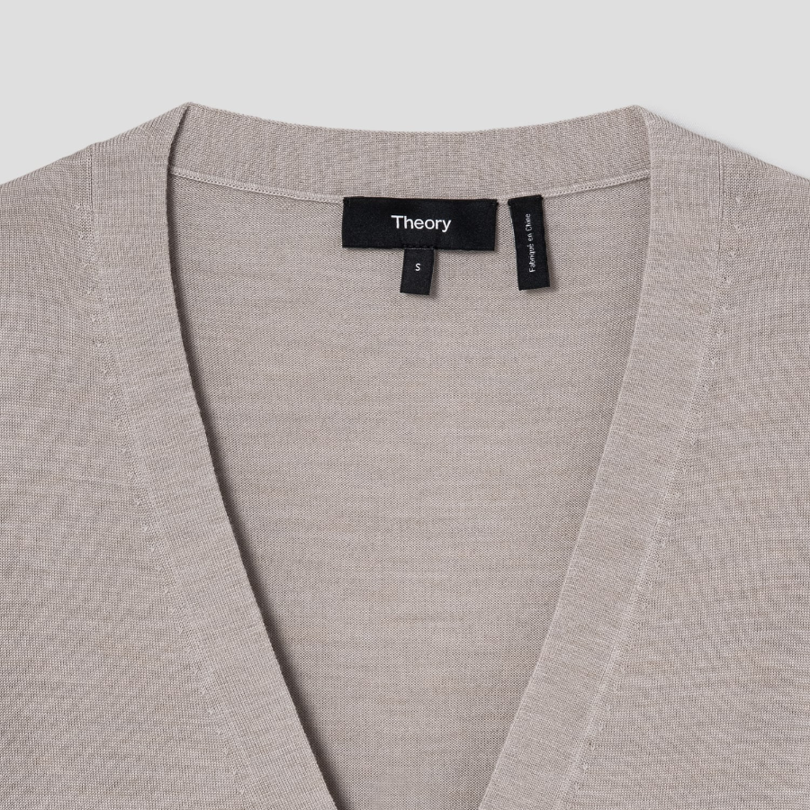 Theory Women Regal Wool Vneck Cardigan - Pale Sand