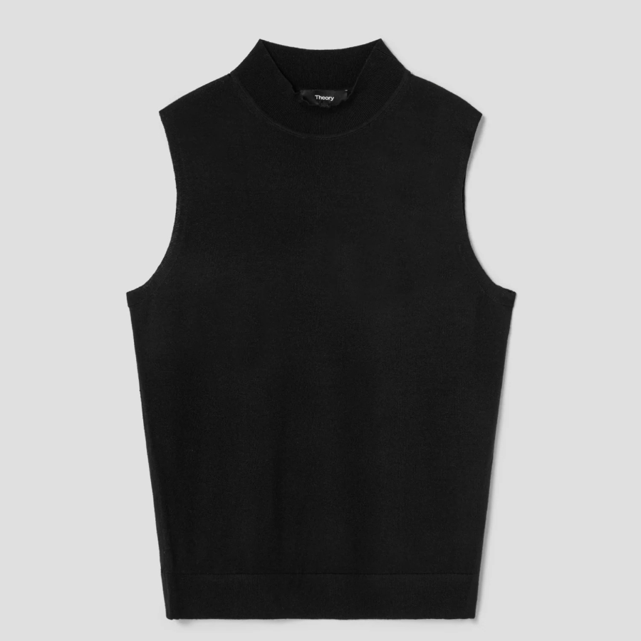 Theory Women Regal Wool Mock Neck Shell - Black
