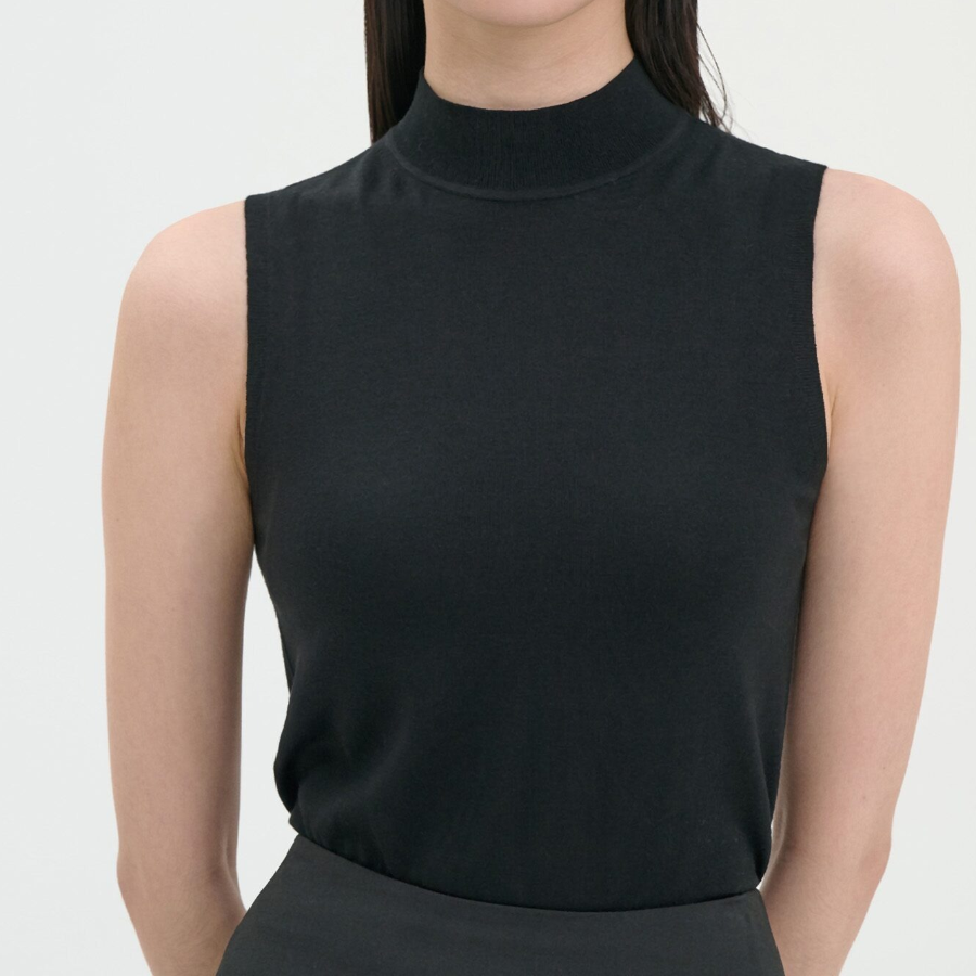 Theory Women Regal Wool Mock Neck Shell - Black