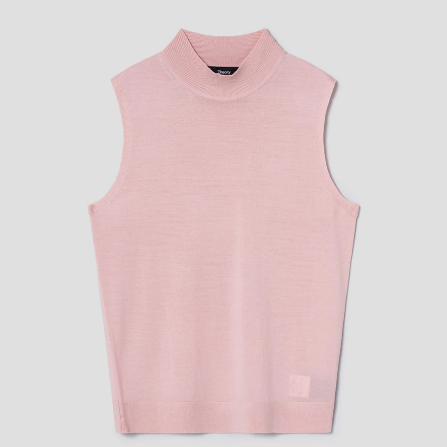 Theory Women Regal Wool Mock Neck Shell - Blush