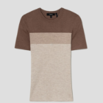 Theory Women Washable Silk Rib Basic Tee - Wheat Multi