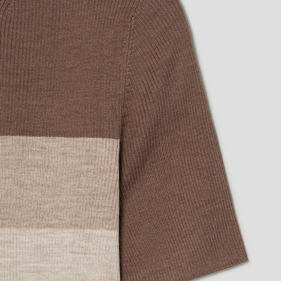 Theory Women Washable Silk Rib Basic Tee - Wheat Multi