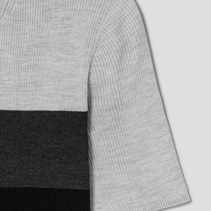 Theory Women Washable Silk Rib Basic Tee - Black Multi