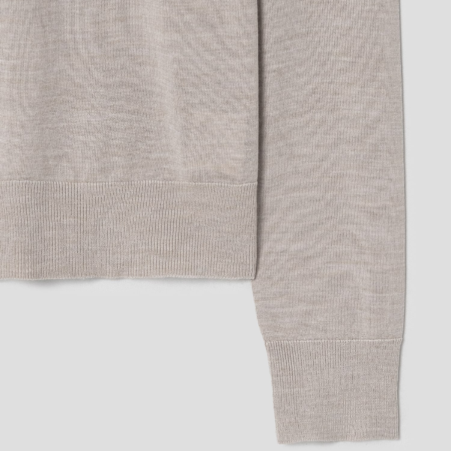 Theory Women Regal Wool Crew Neck Pullover - Pale Sand
