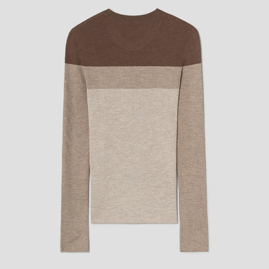 Theory Women Washable Silk Stripe Pullover - Wheat Multi