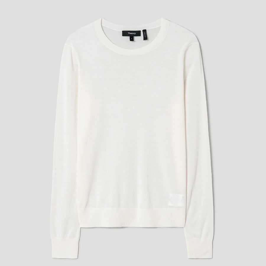 Theory Women Regal Wool Crew Neck Pullover - New Ivory