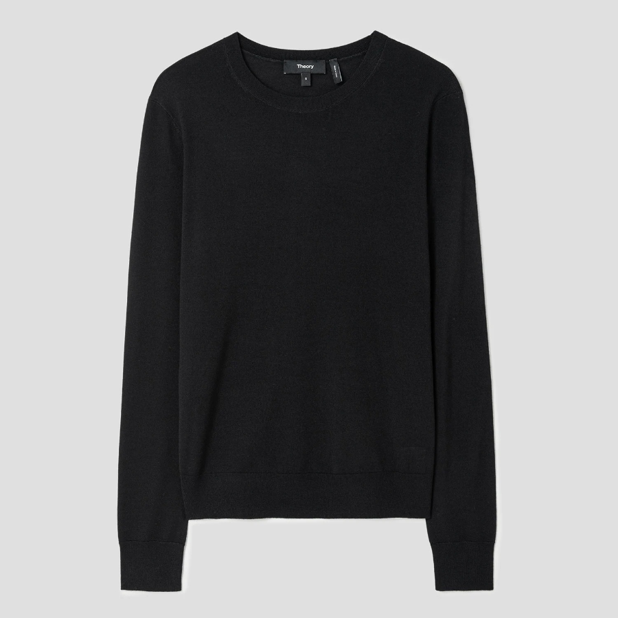 Theory Women Regal Wool Crew Neck Pullover - Black