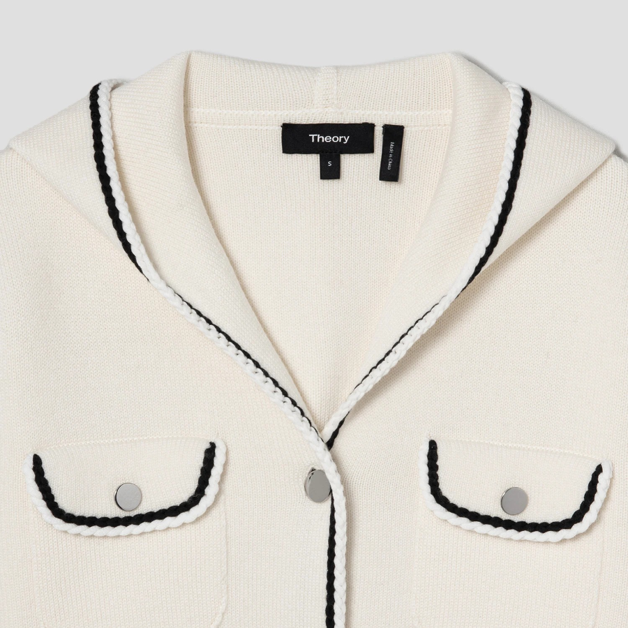 Theory Women Morton Wool Tweed Cardigan - White Multi