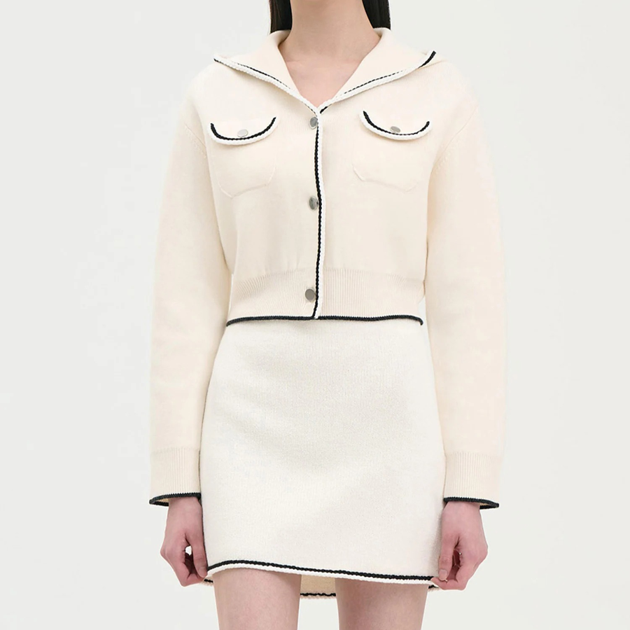 Theory Women Morton Wool Tweed Cardigan - White Multi