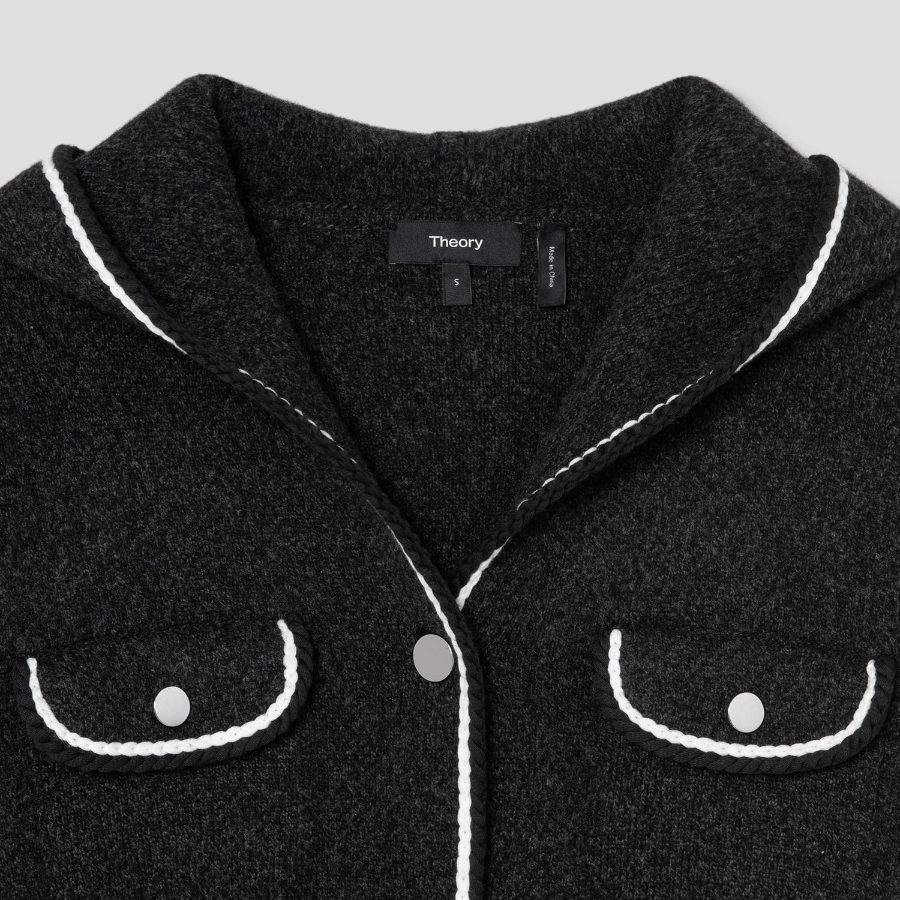 Theory Women Felted Mouline Tweed Cardigan - Black Multi