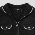 Theory Women Felted Mouline Tweed Cardigan - Black Multi