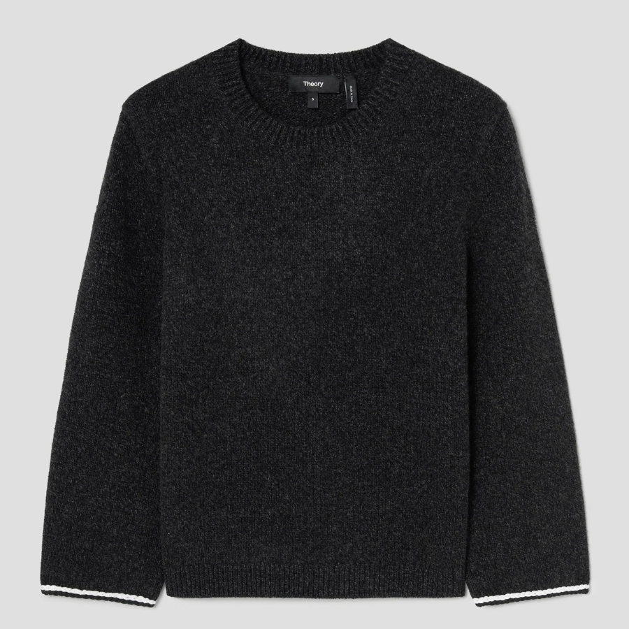 Theory Women Felted Mouline Tweed Top - Black Multi