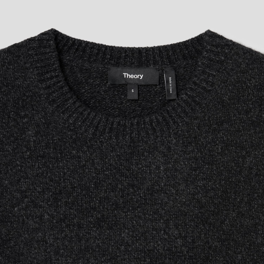 Theory Women Felted Mouline Tweed Top - Black Multi