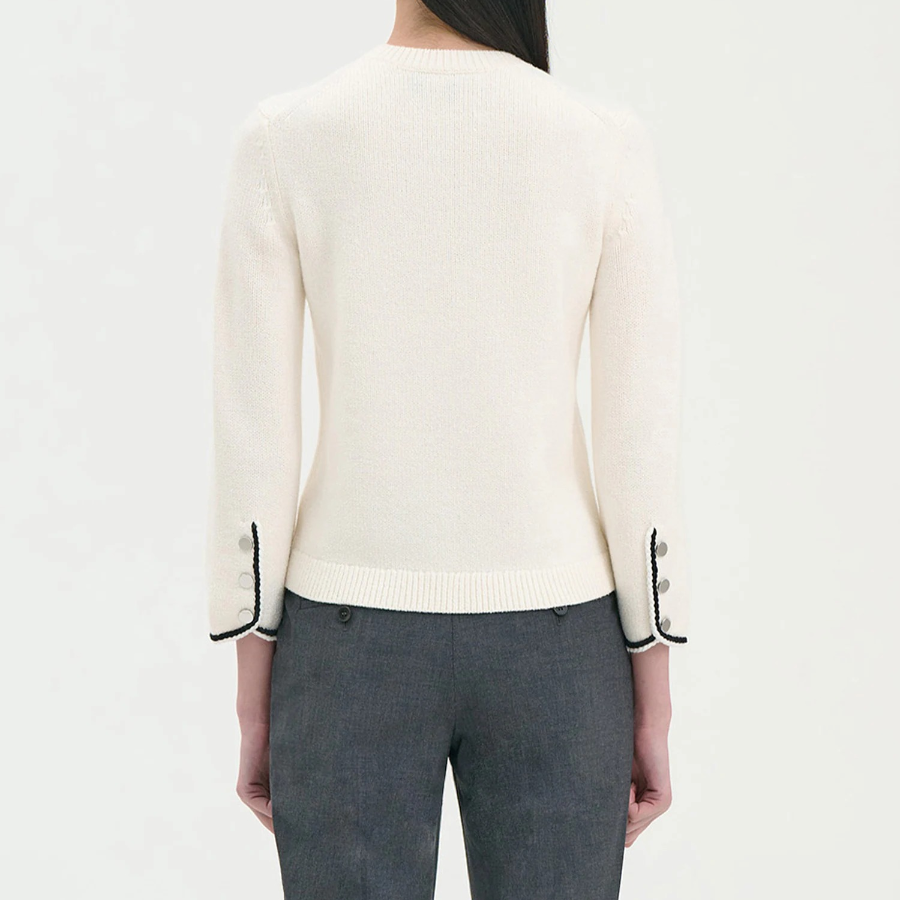 Theory Women Morton Wool Tweed Top - White Multi