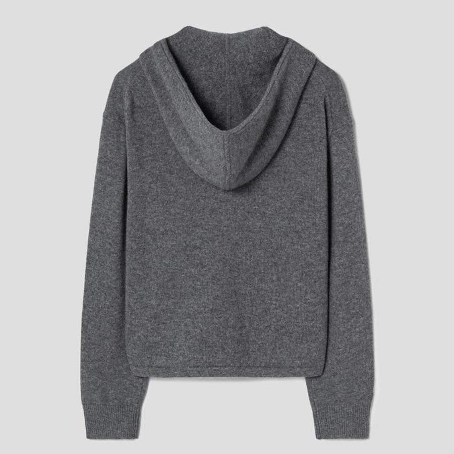 Theory Women Cashmere Crop Zip Hoodie - Light Charcoal