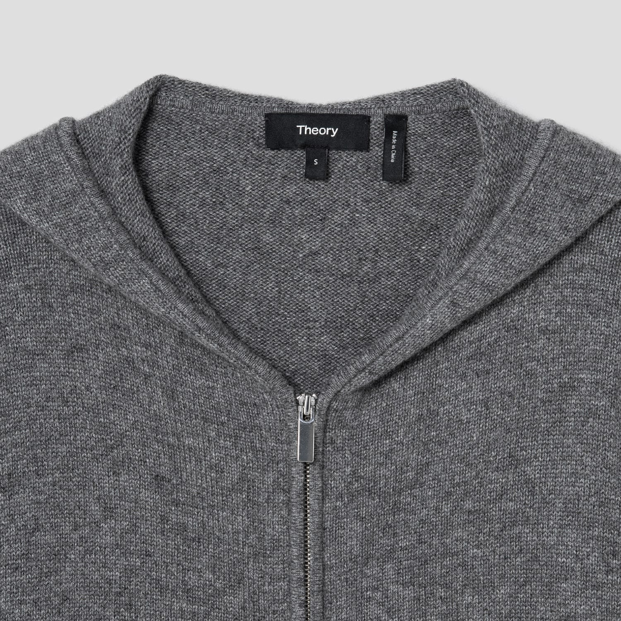Theory Women Cashmere Crop Zip Hoodie - Light Charcoal