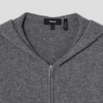 Theory Women Cashmere Crop Zip Hoodie - Light Charcoal