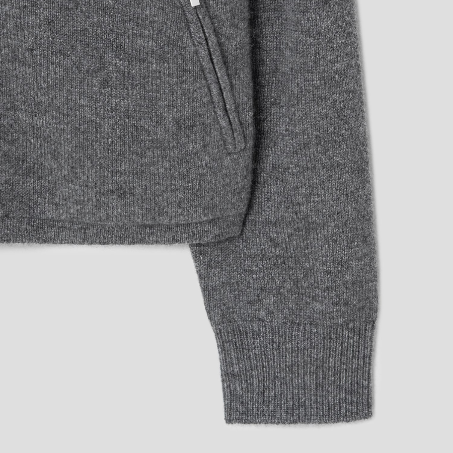 Theory Women Cashmere Crop Zip Hoodie - Light Charcoal