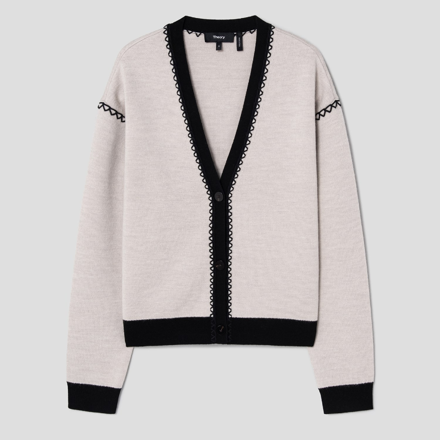 Theory Women Morton Wool Blanket Straight Cardigan - Ecru Heather