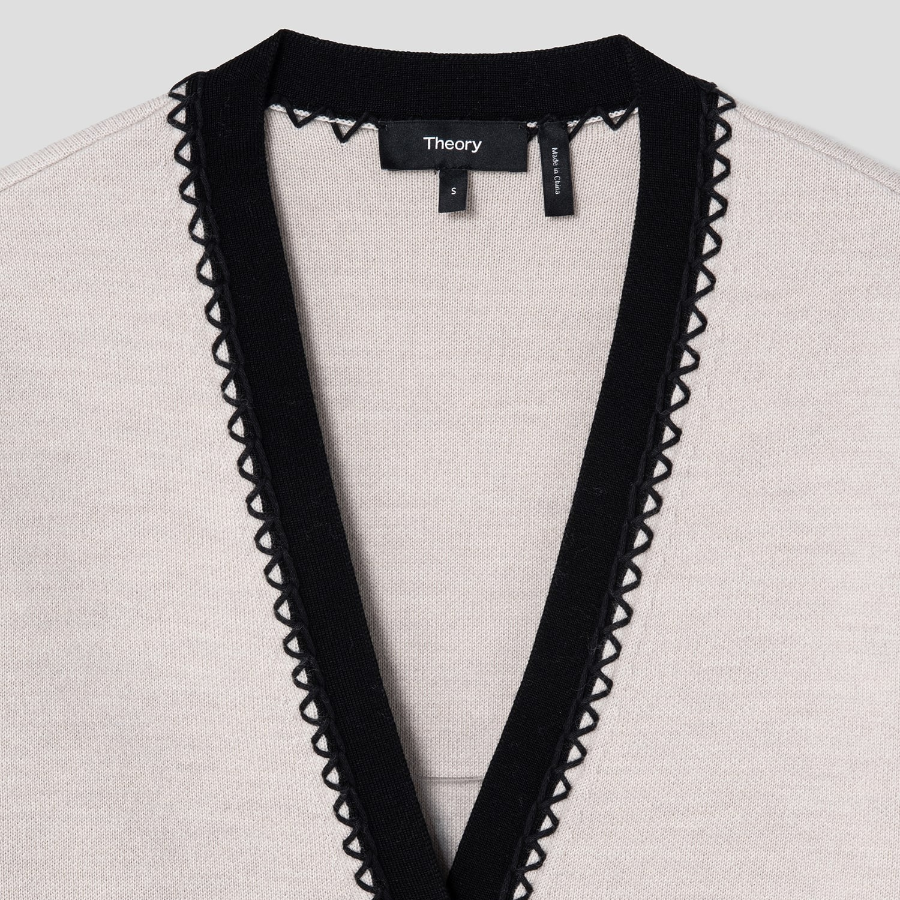 Theory Women Morton Wool Blanket Straight Cardigan - Ecru Heather