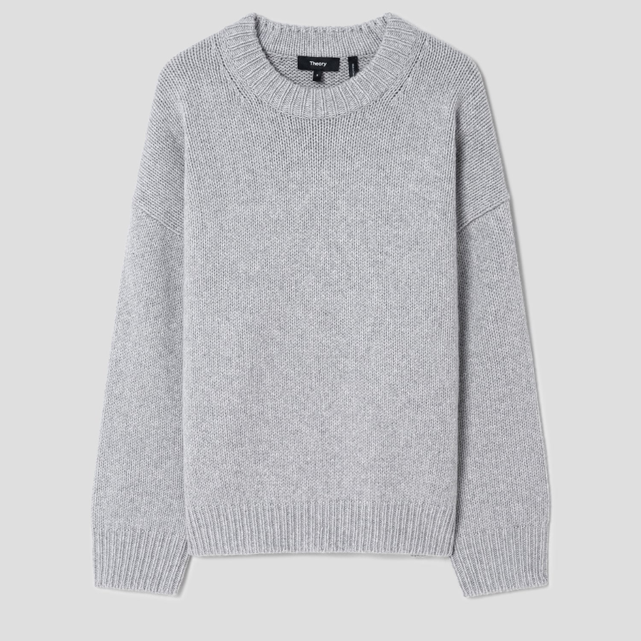 Theory Women Felted Wool Cash Oversized Pullover - Light Heather Grey