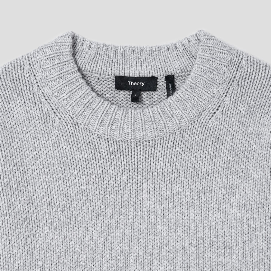 Theory Women Felted Wool Cash Oversized Pullover - Light Heather Grey