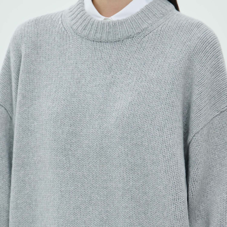 Theory Women Felted Wool Cash Oversized Pullover - Light Heather Grey