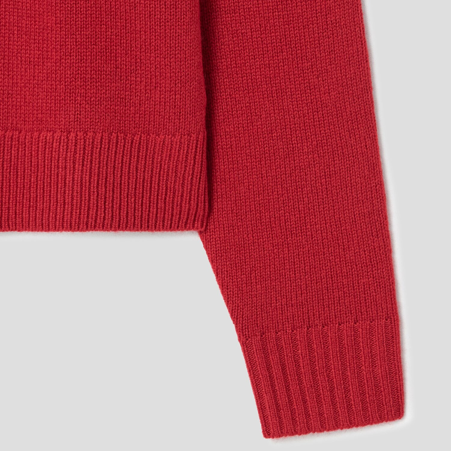 Theory Women Cashmere Cropped Crewneck Pullover - Bright Red