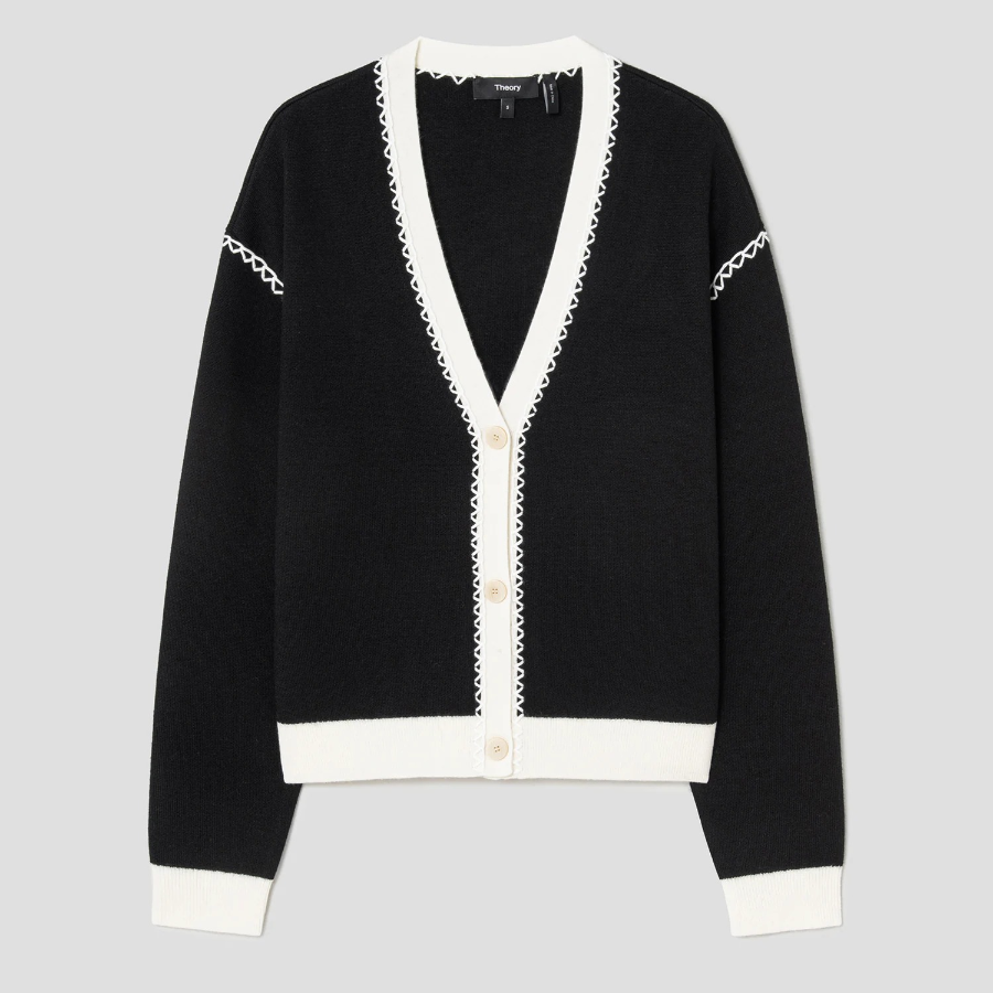 Theory Women Morton Wool Blanket Straight Cardigan - Black